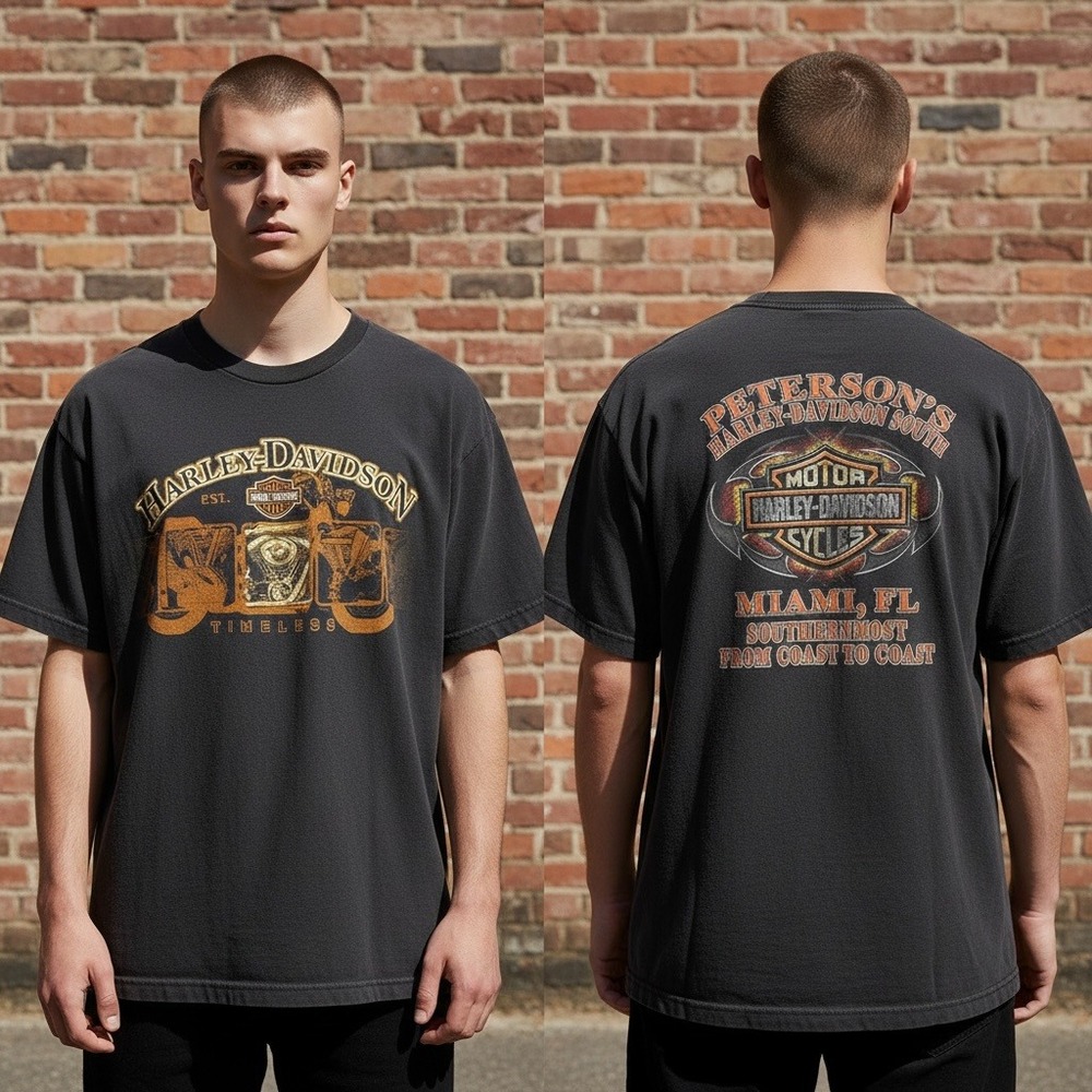 Y2K Vintage Harley-Davidson T Mens L Black Timeless Gorpcore Grunge Americana